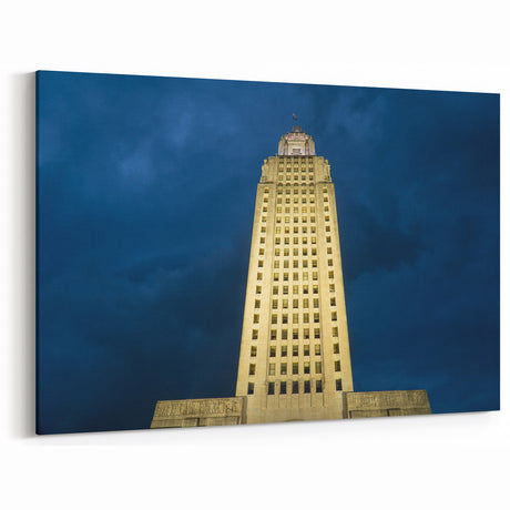 Historic Louisiana Architecture Art - Capitol Building at Night