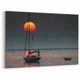 Louisiana Scenic Photography - Sailboat at Sunset on Calm Waters