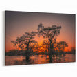 Louisiana Swamp Paintings - Fiery Sunset Over Cypress Trees and Bayou