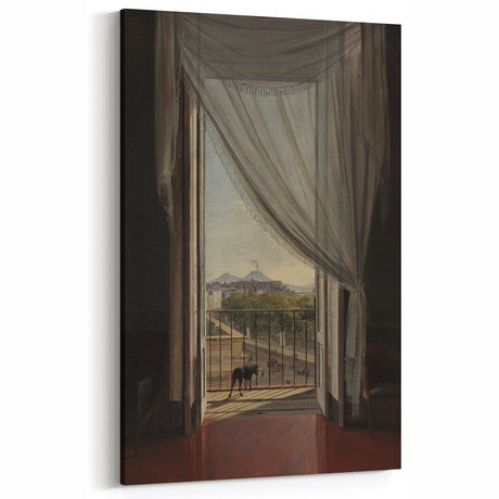 Dark Academia Wall Art - Shadowy Balcony View with Vintage Charm