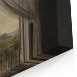Dark Academia Wall Art - Shadowy Balcony View with Vintage Charm