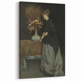 Dark Academia Wall Art - Vintage Gothic Portrait with Floral Elegance