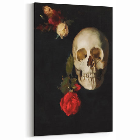 Dark Academia Wall Art - Gothic Skull and Roses with Vintage Elegance