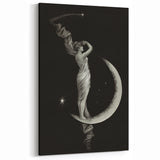 Dark Academia Wall Art | Vintage Gothic Moon Lady | Shadowy Art Piece