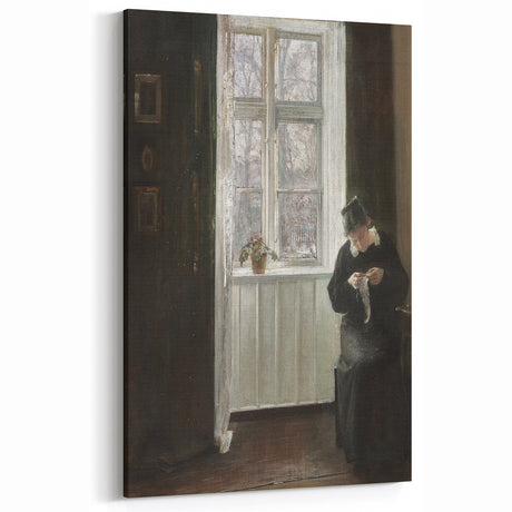 Dark Academia Wall Art - Vintage Woman by Window for Classic Decor
