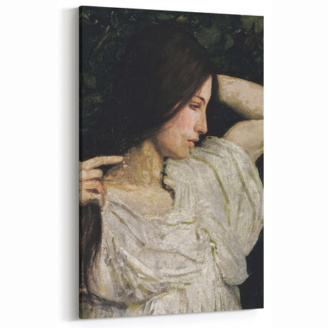 Dark Academia Wall Art - Vintage Portrait of Woman in White for Moody Decor