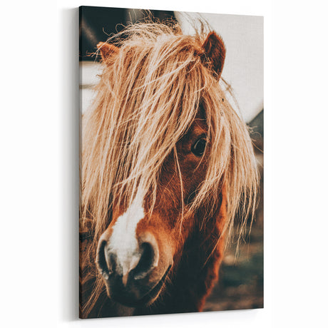 Farmhouse Wall Art - Pony with Flowing Mane Rustic Country Style Decor
