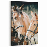 Farmhouse Wall Art - Two Horses Rustic Country Decor for Farmhouse Homes