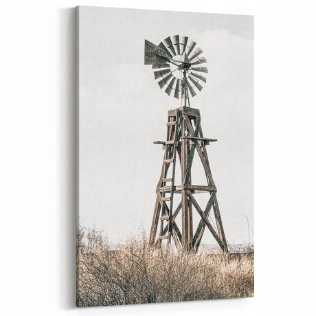 Rustic Farmhouse Wall Art - Vintage Windmill Country Decor for Homes
