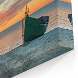 Latvia Scenery Prints - Serene Beach Sunset with Fishing Boat