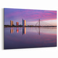 Latvian Landscape Art - Modern Riga Cityscape Reflected at Sunset