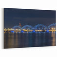 Riga Cityscape Art - Illuminated Railway Bridge Over Daugava River