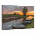 Latvia Wall Art - Sunset Boat Scenery European Landscape Canvas Prints