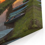 Latvia Wall Art - Sunset Boat Scenery European Landscape Canvas Prints