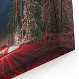 Latvia Scenery Prints - Winter Forest Drive Night Scene Baltic Wall Art