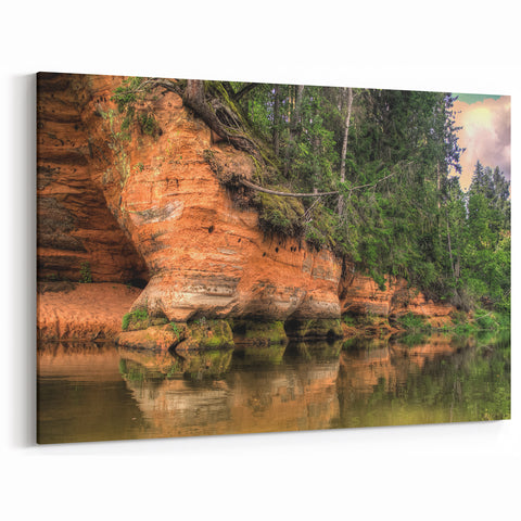 Latvian Landscape Art - Sandstone Cliffs River Scenery Baltic Wall Decor