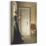 Dark Academia Wall Art - Woman Reading by Doorway for Moody Decor
