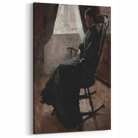 Dark Academia Wall Art - Woman in Rocking Chair for Vintage Moody Decor