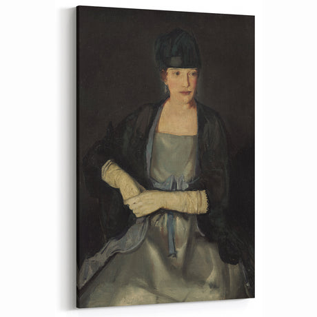 Dark Academia Wall Art - Vintage Portrait of Woman in Gloves for Classic Decor