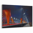 Riga Cityscape Art - Illuminated Bridge at Night with Vibrant Colors