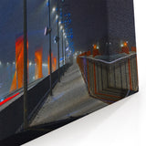 Riga Cityscape Art - Illuminated Bridge at Night with Vibrant Colors