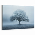 Latvia Wall Art - Majestic Tree in Frosty Foggy Landscape at Dawn
