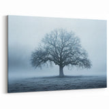 Latvia Wall Art - Majestic Tree in Frosty Foggy Landscape at Dawn