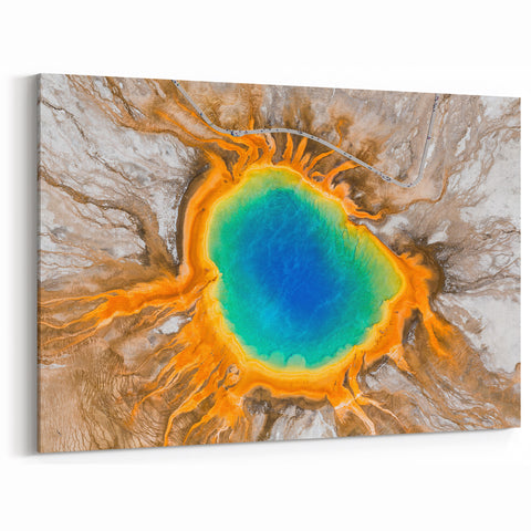 Yellowstone Scenic Art – Aerial Grand Prismatic Spring Canvas Print