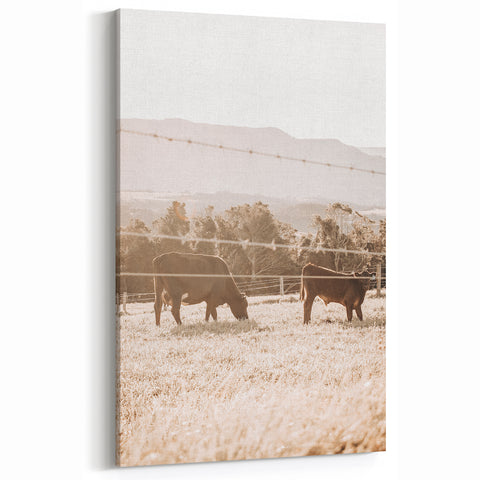 Farmhouse Cattle Grazing Wall Art - Rustic Country Style Decor