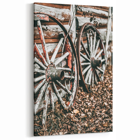 Rustic Wagon Wheels Farmhouse Wall Art – Vintage Country Style Decor