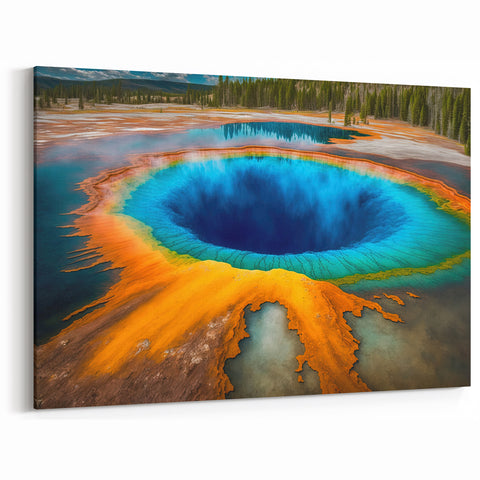 Vibrant Yellowstone Art – Grand Prismatic Spring Canvas Photography Print