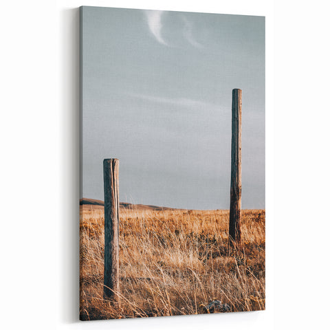Rustic Fence Posts in Field Farmhouse Wall Art – Country Style Decor