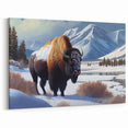Yellowstone Winter Wildlife Art – Bison in Snow Canvas Photography Print