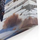 Yellowstone Winter Wildlife Art – Bison in Snow Canvas Photography Print