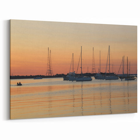 Annapolis Scenic Wall Art - Sailboats at Sunset on Rolled Canvas Prints