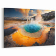 Yellowstone Hot Spring Art – Colorful Geothermal Canvas Photography Print