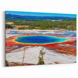 Yellowstone Grand Prismatic Art – Colorful Hot Spring Canvas Photography