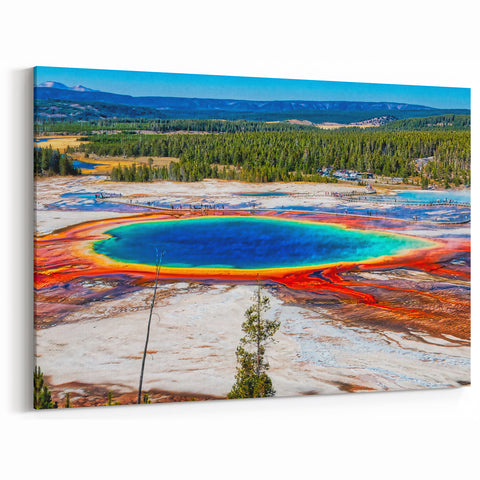 Yellowstone Grand Prismatic Art – Colorful Hot Spring Canvas Photography