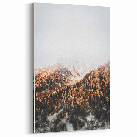 Misty Mountain Sunrise, Rustic Autumn Wall Art Print