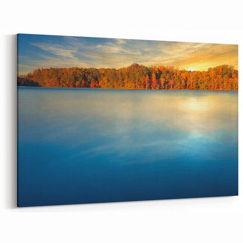 Annapolis Rolled Canvas - Autumn Landscape by the Lake with Sunset