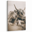 Sepia Highland Cow Wall Art | Tranquil Farmhouse Animal Decor