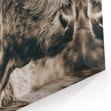 Sepia Highland Cow Wall Art | Tranquil Farmhouse Animal Decor