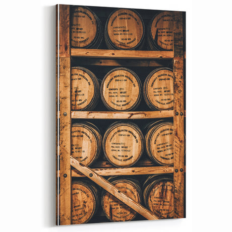 Vintage Whiskey Barrel Art Print, Rustic Bar Wall Decor