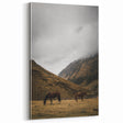 Mountain Grazing Horses, Rustic Landscape Wall Art Print
