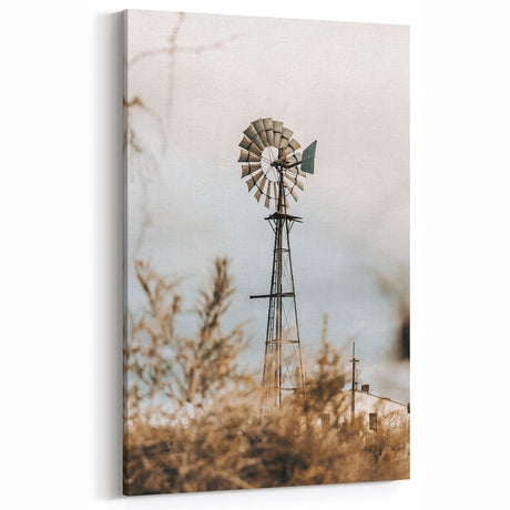 Vintage Farmhouse Wall Art - Rustic Windmill Scene | Country Style Decor