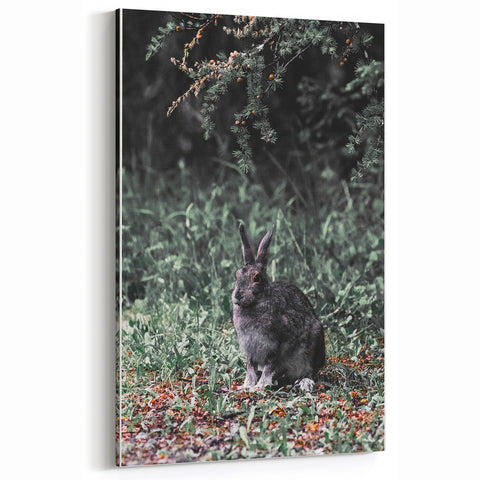 Forest Rabbit: Serene Rustic Nature Wall Art Print