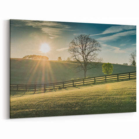 Kentucky Sunrise Farm Art – Scenic Wall Decor for Nature and Farm Lovers