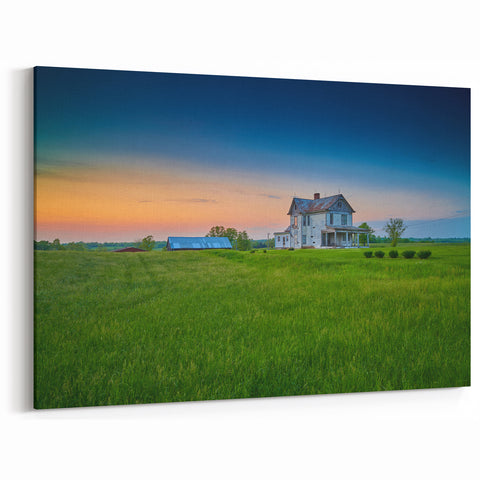 Kentucky Farmhouse Sunset Art – Scenic Wall Decor for Rustic Homes