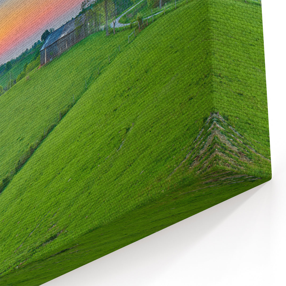Kentucky Wall Art – Scenic Bluegrass State Hills and Rustic Barn Sunset