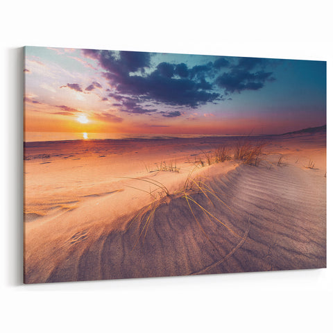 Baltic Sea Art - Lithuania Wall Art with Sandy Beach Sunset Scene